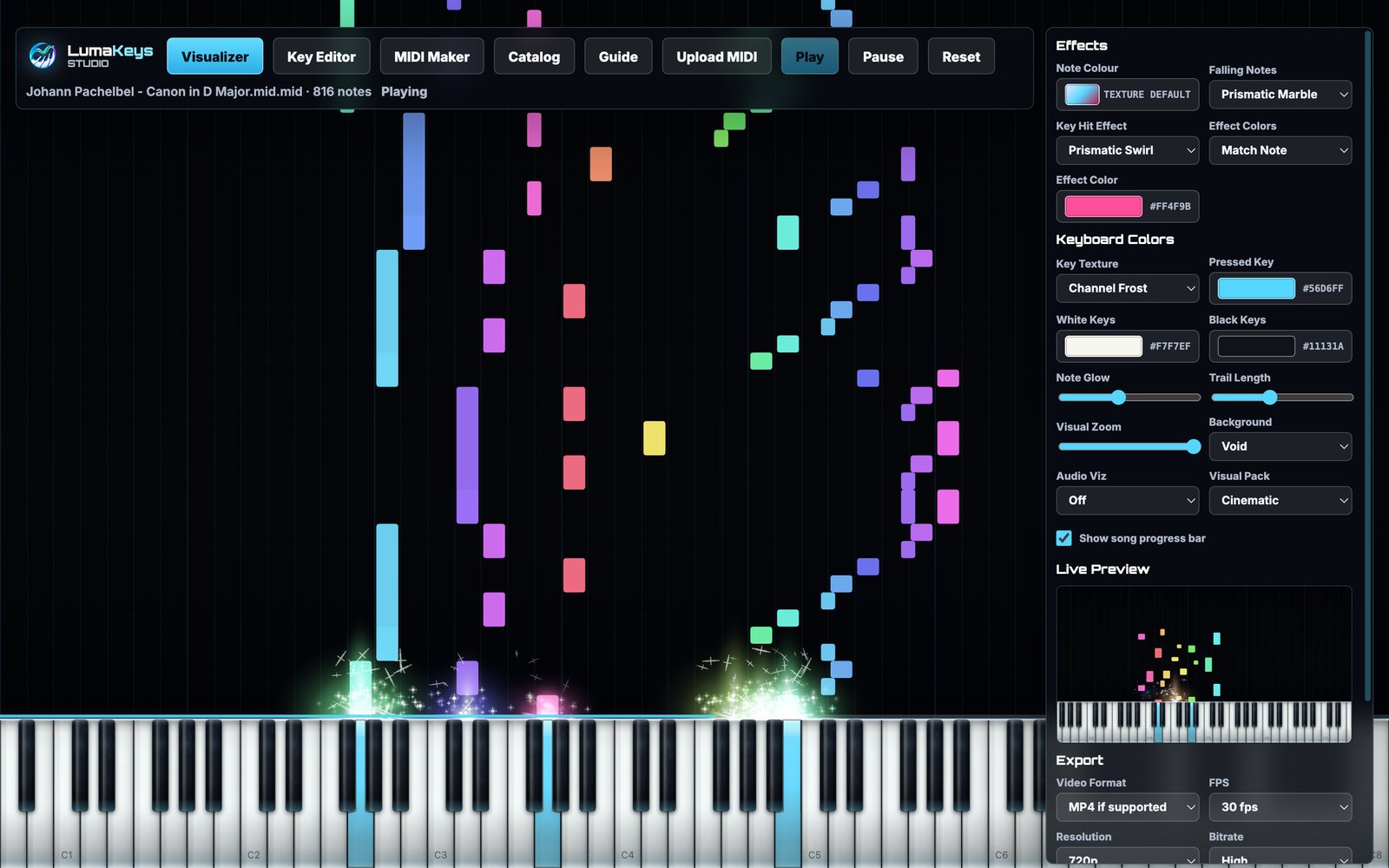 Prismatic Marble note material in rainbow colour mode