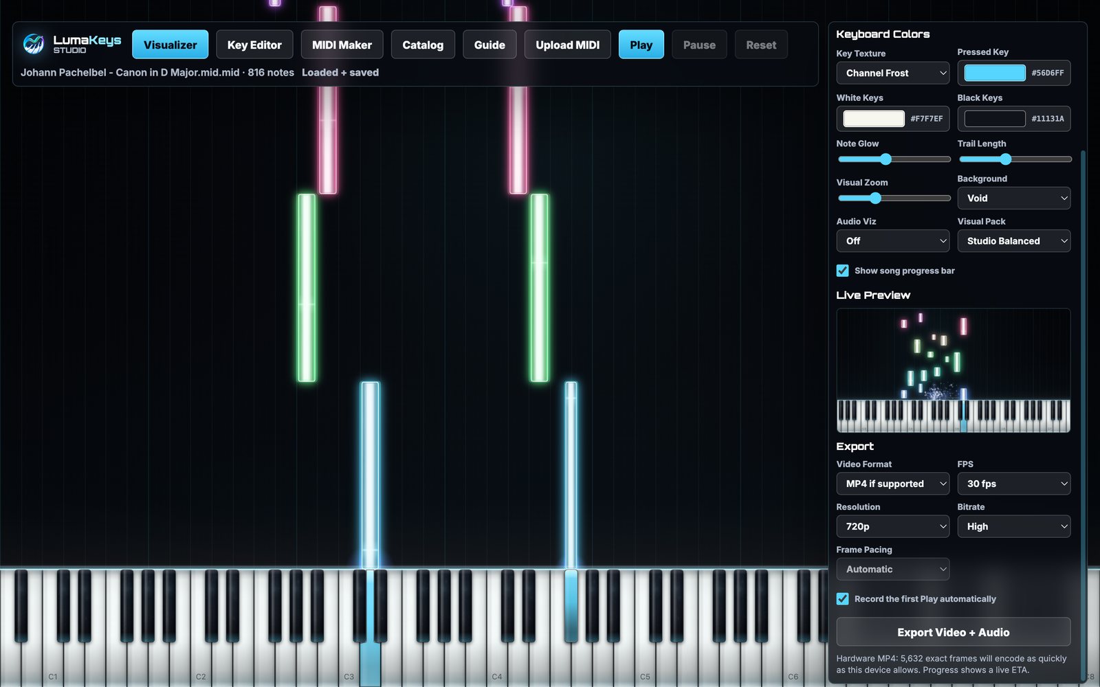 The LumaKeys export panel